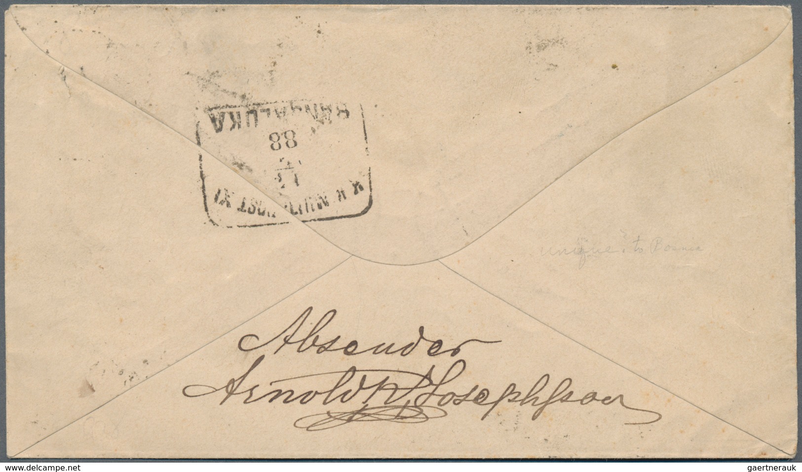 Schweden - Ganzsachen: 1888 Destination BOSNIA: Postal Stationery Envelope 10 øre Used Registered Fr - Postal Stationery