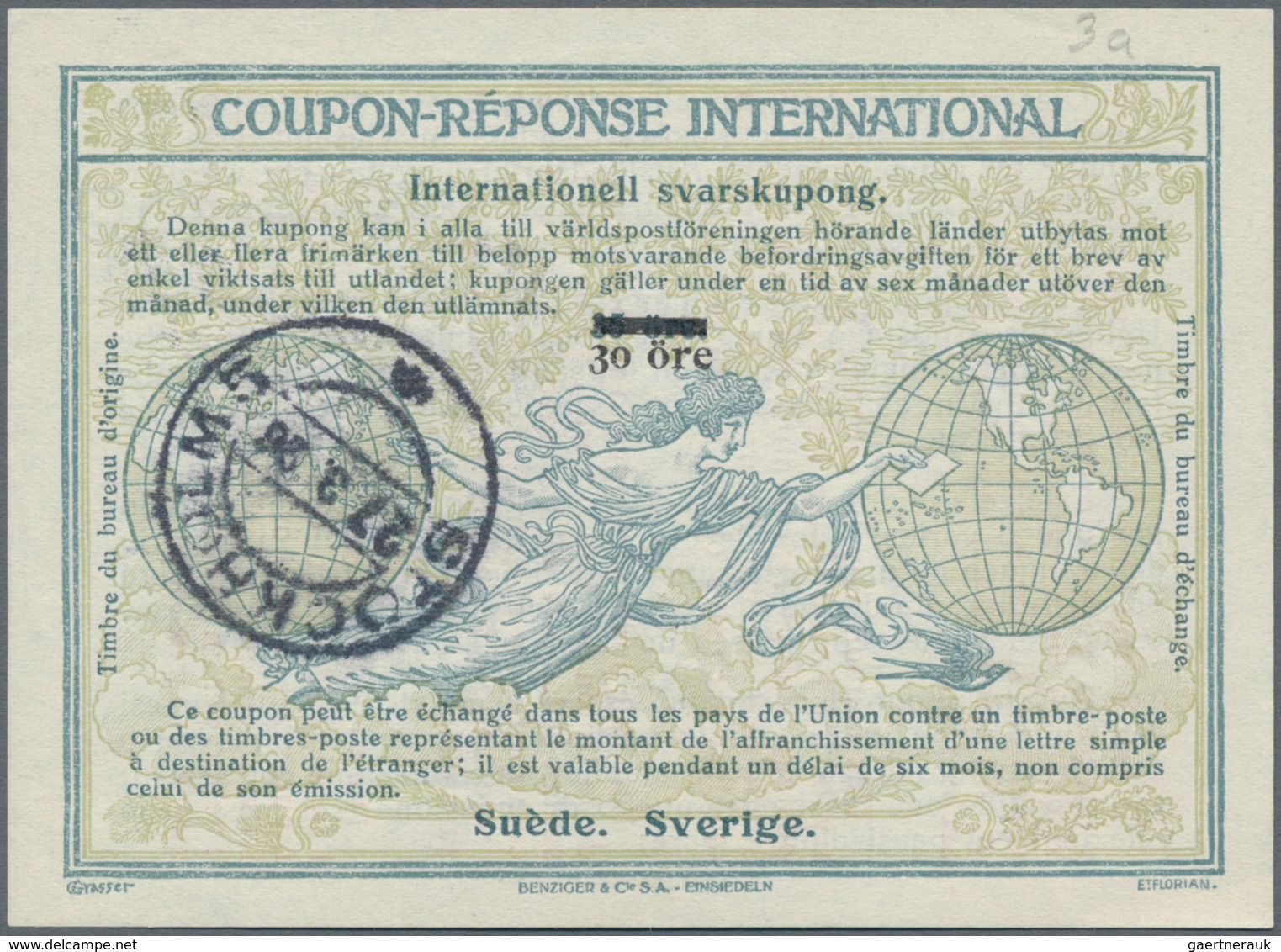 Schweden - Ganzsachen: 1912/1926, Three "Coupon-Response International" 25, 30 And 45 Öre, Used - Postal Stationery