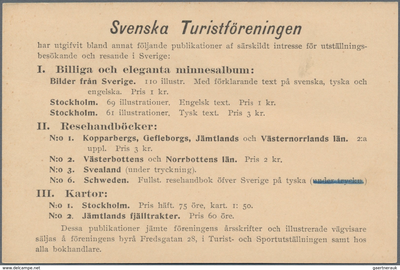 Schweden - Ganzsachen: 3 Kr "ÄRSAFGIFT TURISTFÖRENINGEN" Two Postal Stationery Postcards In Brown Wi - Enteros Postales