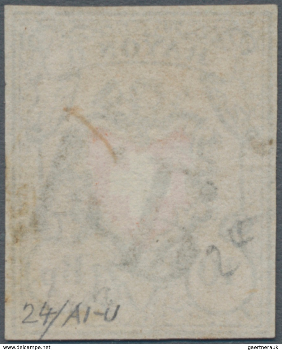 Schweiz: 1850 Rayon II 10 Rp. Schwarz/rot/tieforangegelb (sog. "Tabak") Ohne KE, Type 24, Stein A1-U - Used Stamps