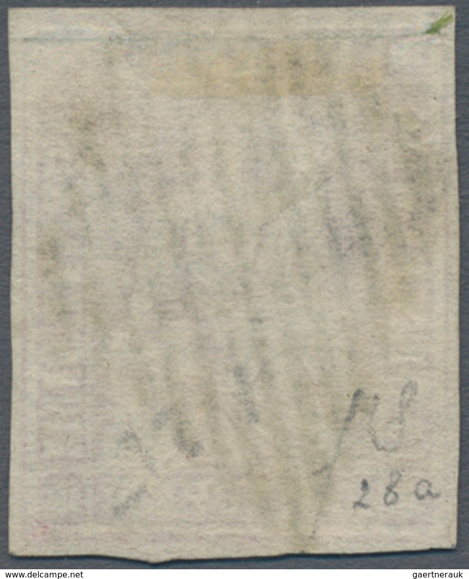 Schweiz: 1854, 15 Rp. Erster Berner Druck Auf Seidenpapier (SBK 24 F), ALLSEITIG WEISSRANDIGER SCHNI - Gebraucht