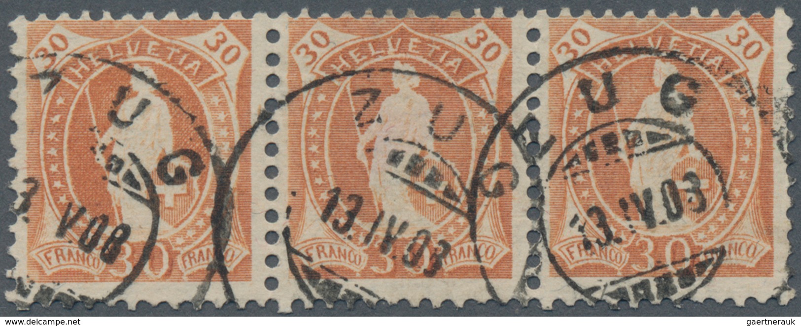 Schweiz: 1907, Freimarken Stehende Helvetia 30 C. Hellbraunorange, Faserpapier, Gez. 11 ½ :11, Im Wa - Used Stamps