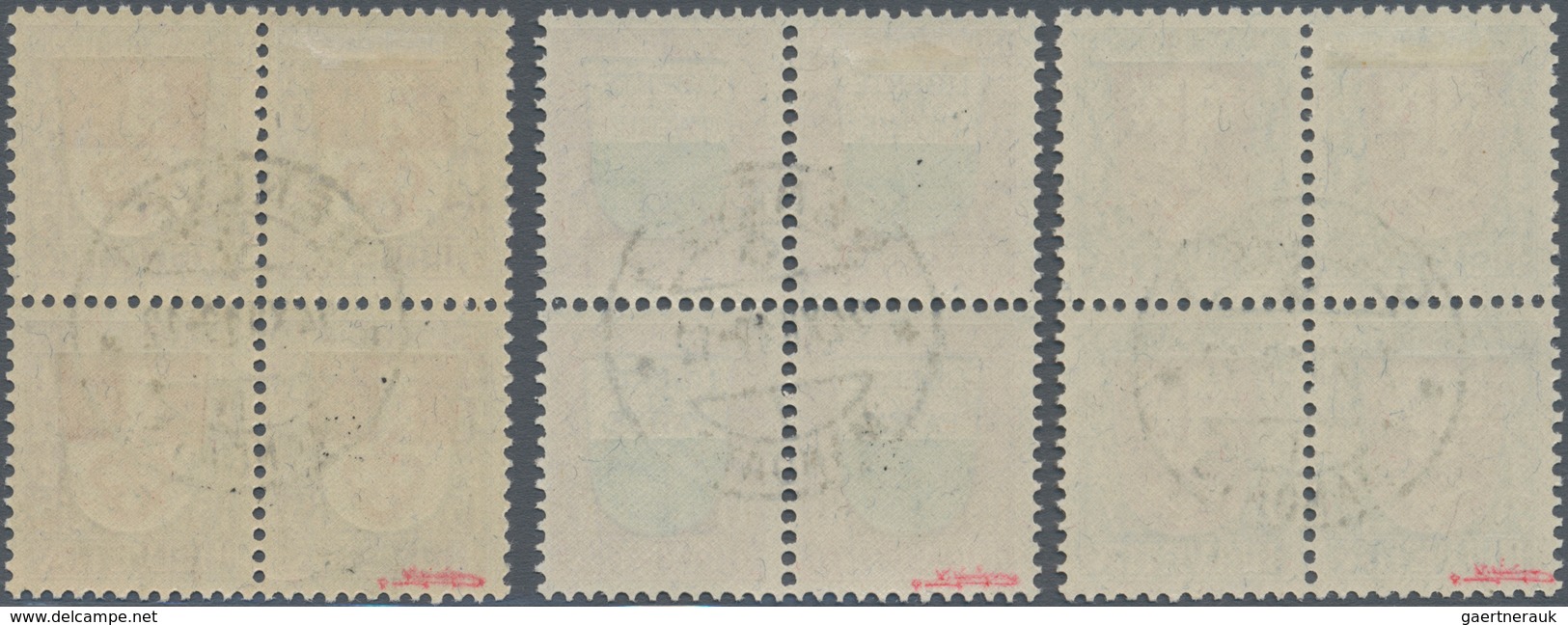 Schweiz: 1919 Pro Juventute: Kompletter Satz In Zentrisch Gestempelten Vierblocks Mit Gummi, Jeder B - Used Stamps