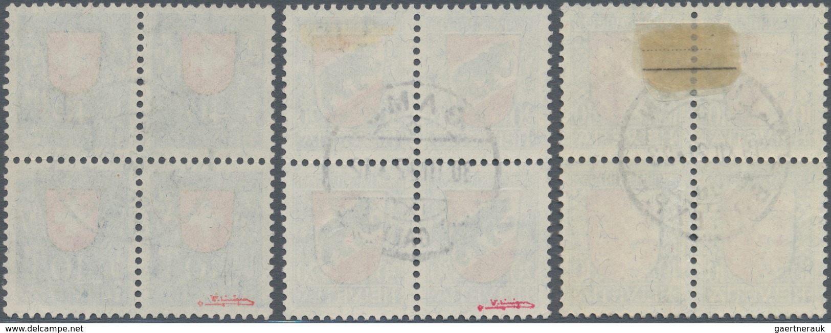Schweiz: 1921 Pro Juventute: Kompletter Satz In Zentrisch Gestempelten Vierblocks, Jeder Block Gest. - Used Stamps