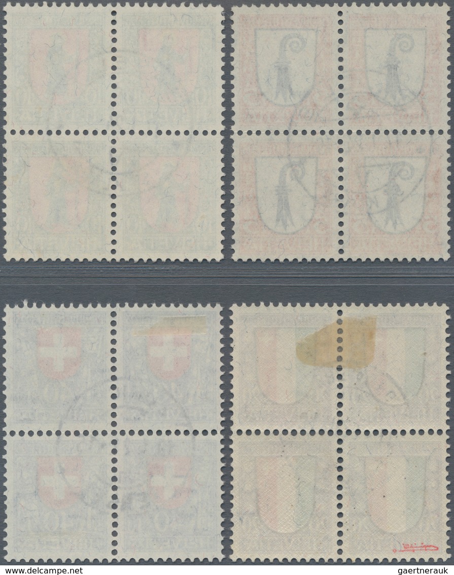 Schweiz: 1923 Pro Juventute: Kompletter Satz In Zentrisch Gestempelten Vierblocks, In Guter Erhaltun - Used Stamps