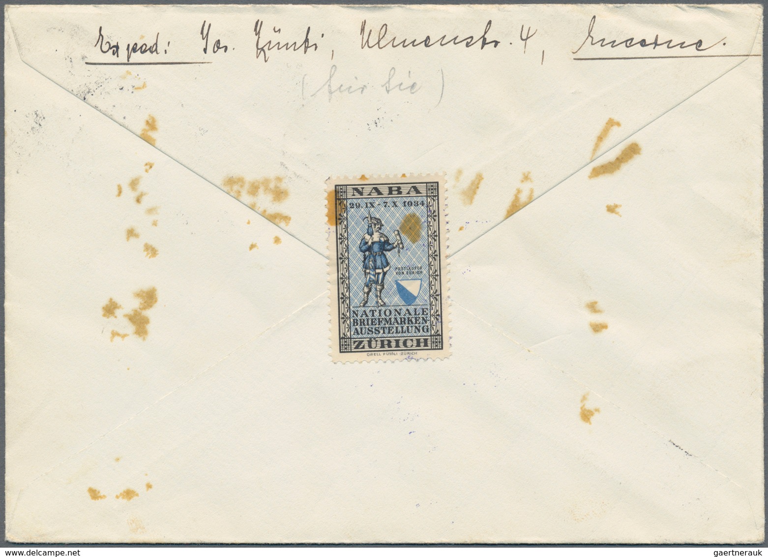 Schweiz: 1934, Brief Ab LUZERN, Frankiert Mit Drei Zentrisch Gestempelten Viererblöcken Mit Blauem B - Used Stamps
