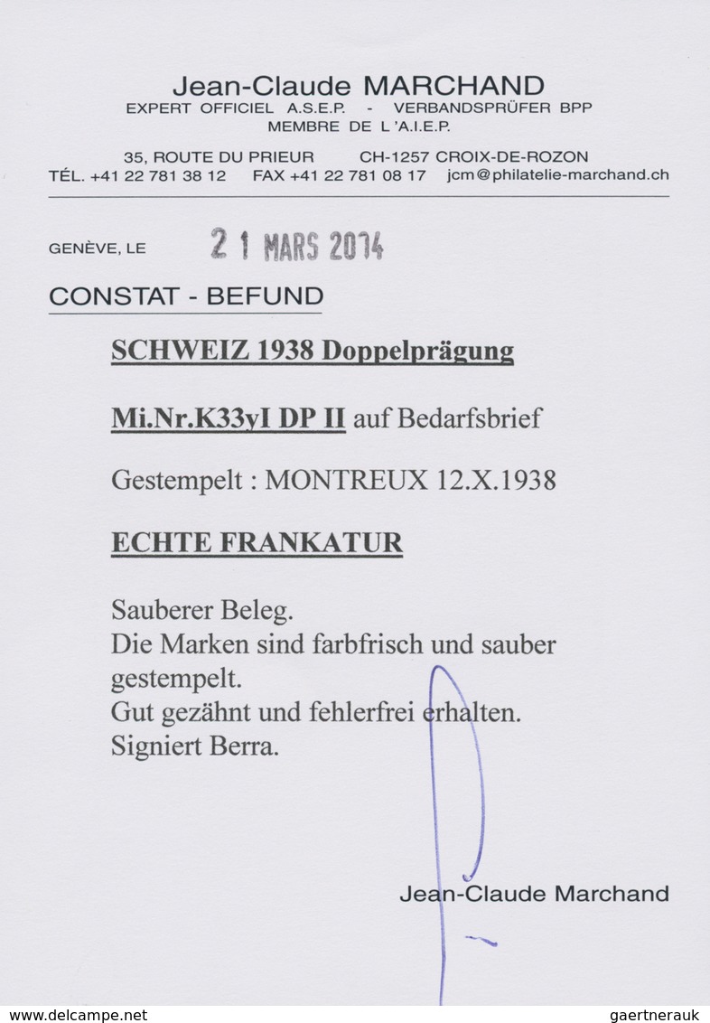 Schweiz - Zusammendrucke: 1938, Landschaften 10 C. + 10 C. Dunkelrotviolett, Kehrdruck Mit Doppelprä - Se-Tenant