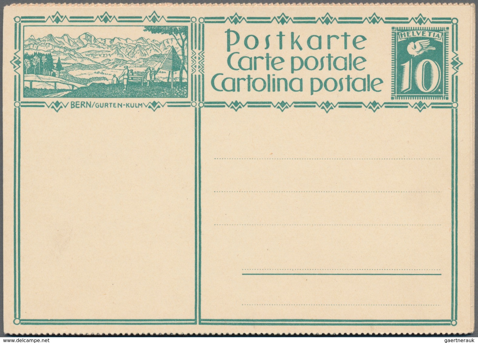 Schweiz - Ganzsachen: 1928, Zwei Komplette, Senkrechte 7er-Streifen Der Bildpostkarte 10 C. Grün (mi - Stamped Stationery