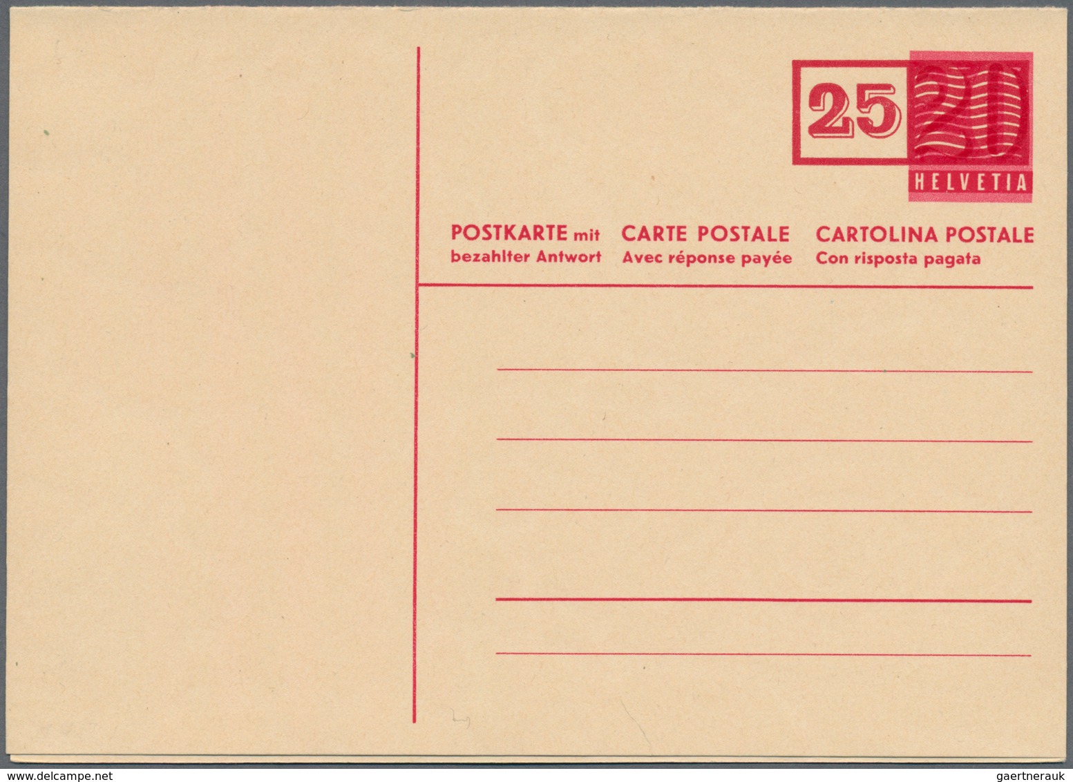 Schweiz - Ganzsachen: 1948 Zwei Ganzsachendoppelkarten 25 A. 20+25 A. 20 C. Rosa, Eine Mit Wz. 6 (Zu - Stamped Stationery