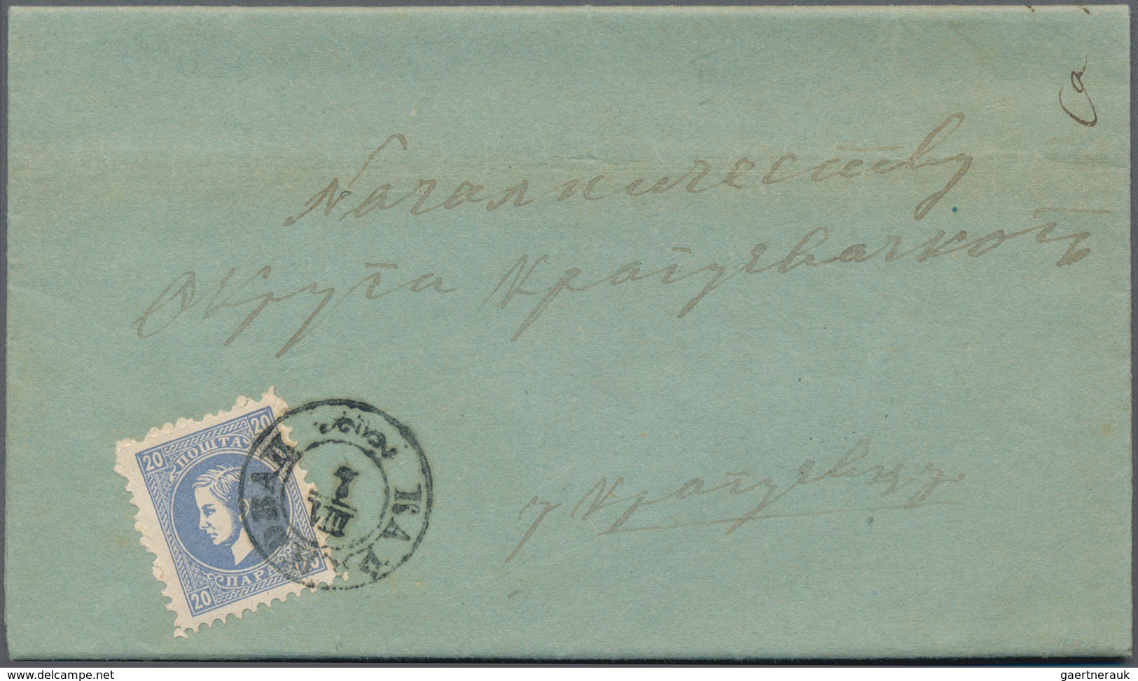 Serbien: 1870/1873, Group Of 4 Domestic Entires / Letter-sheets, Each With Single Franking 20 Pa Blu - Serbia