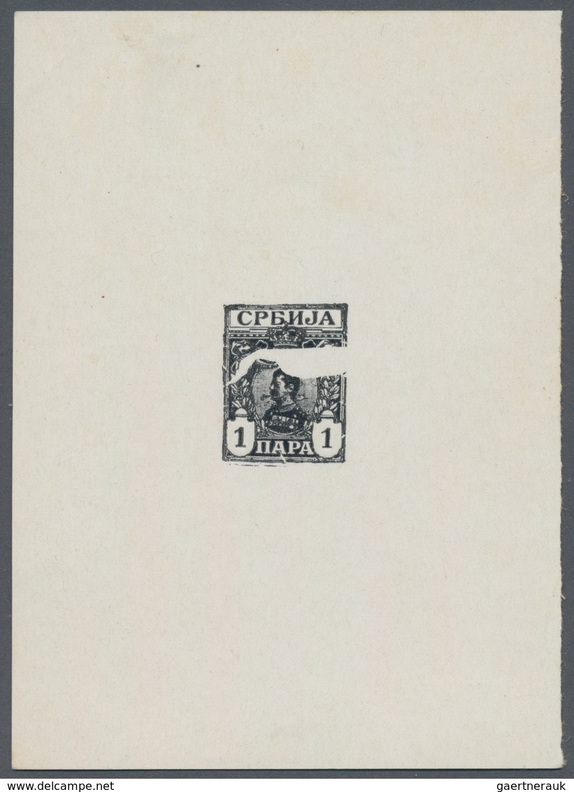 Serbien: 1901. King Alexander. DIE PROOF. 1 Para Black. IMPERFORATED, White Chalky Carton Paper, 74 - Serbien