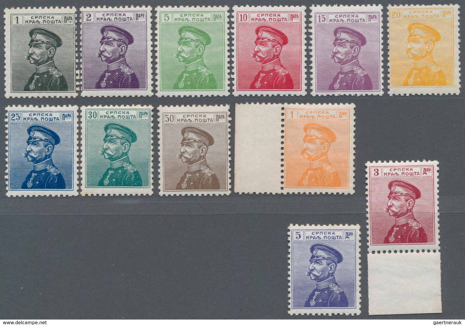 Serbien: 1911. King Peter I With Cap. 1st Printing. Mint Never Hinged Set Of Twelve. The Key Values - Serbia