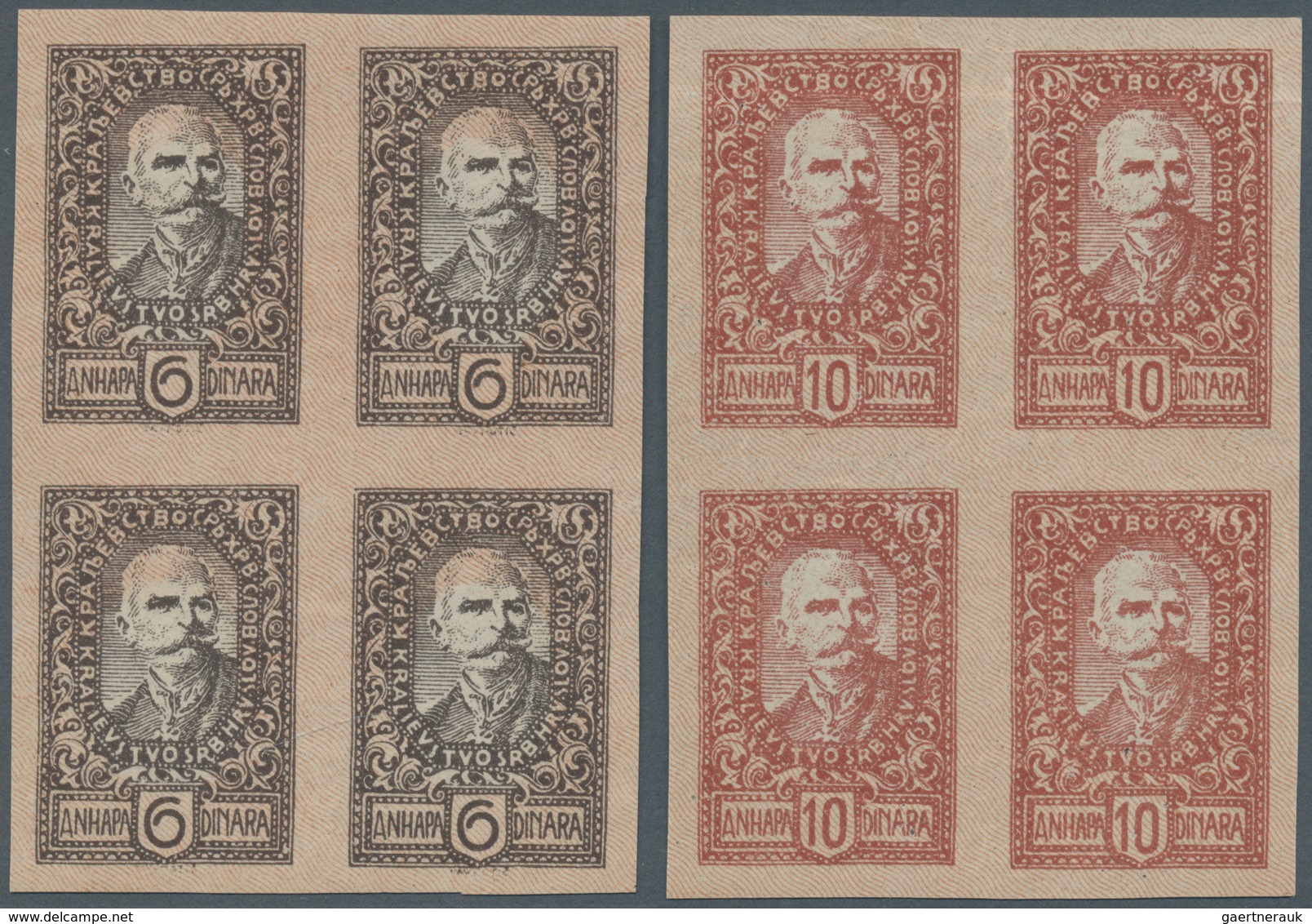 Slowenien: 1920, 2d Lilac/flesh, 6d Olive/flesh And 10d Red-brown/grey, Imperf, White Ungummed Paper - Slovenia