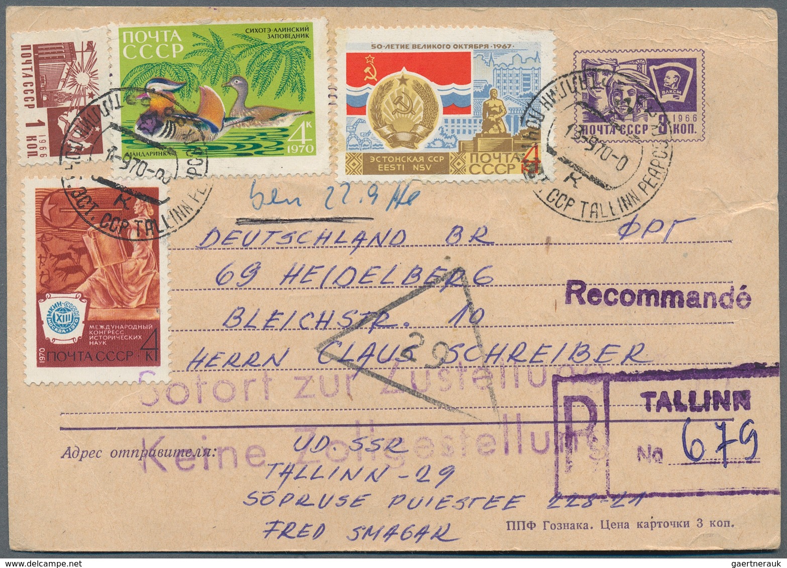 Sowjetunion - Ganzsachen: 1968/90 eight unused and used postal stationery cards with reference to th