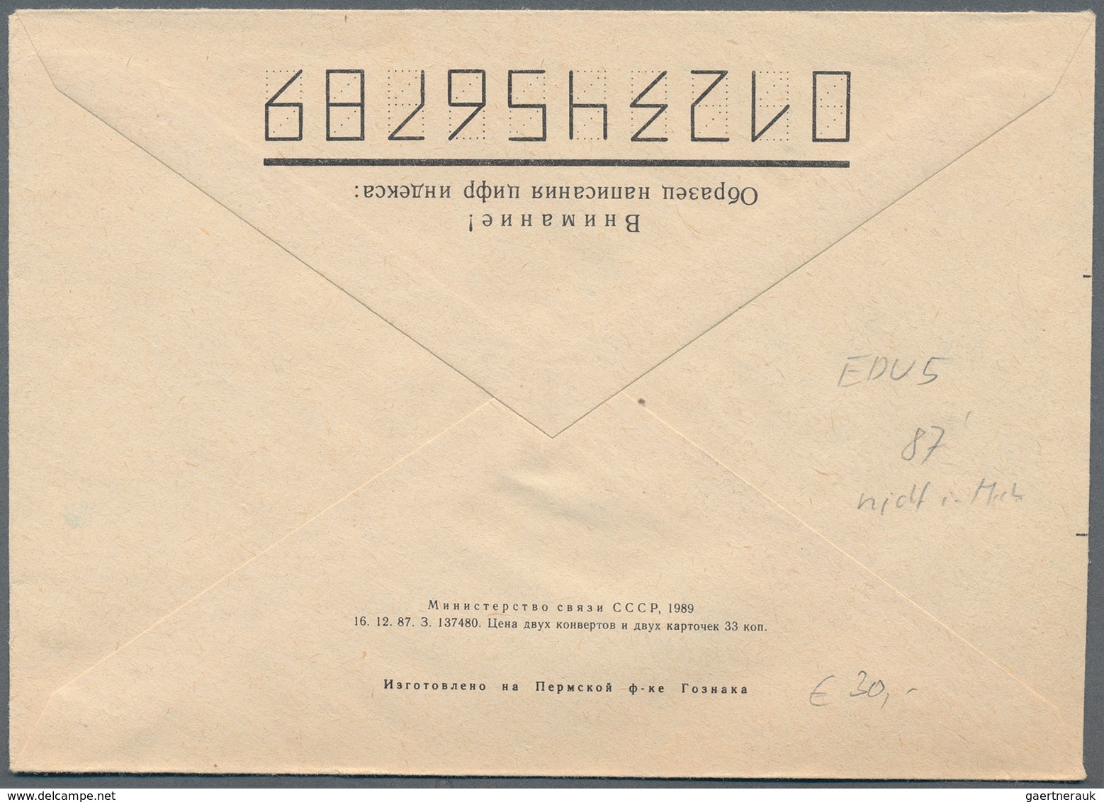 Sowjetunion - Ganzsachen: 1982/89 Three Different Unused Preprinted Postal Stationery Envelopes For - Zonder Classificatie