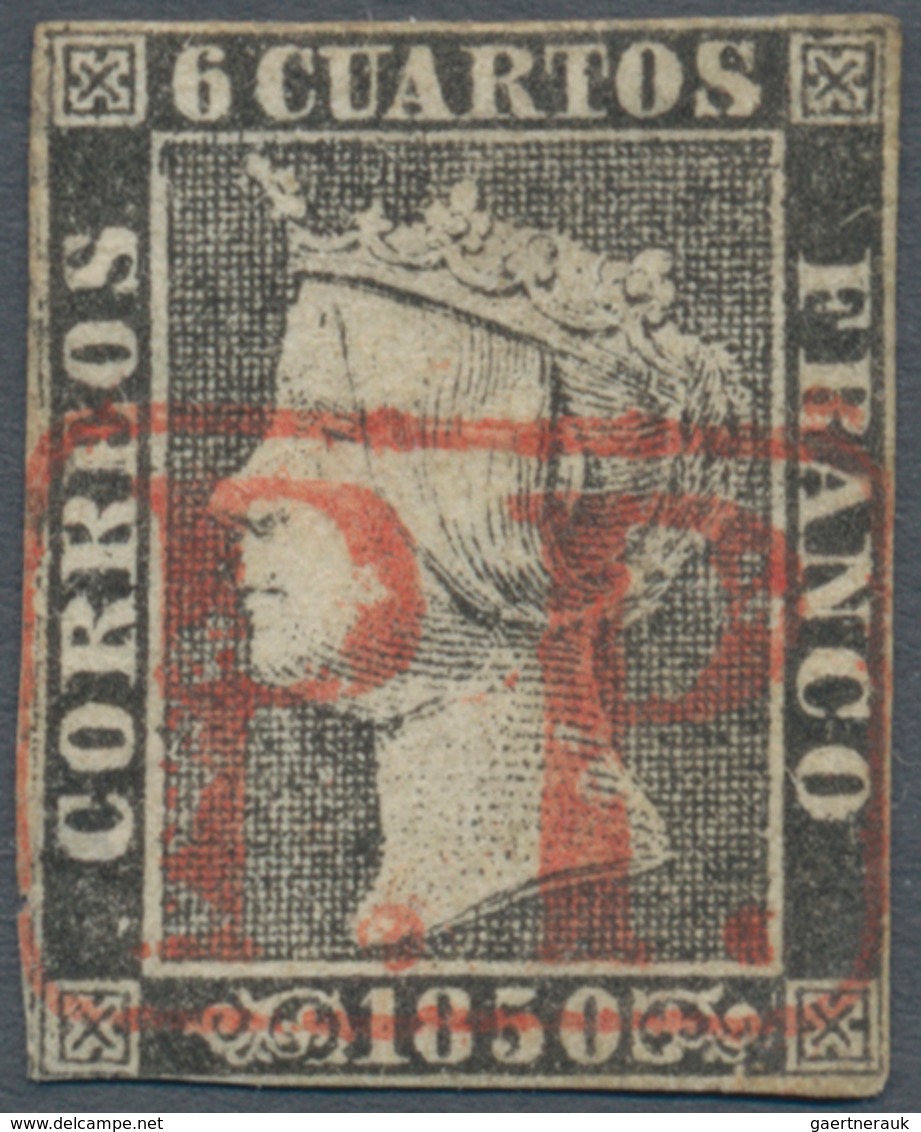 Spanien: 1850, 6cs. Black, Plate I, Type 20, Fresh Colour, Touched/slight Imperfections, Clearly Obl - Andere & Zonder Classificatie