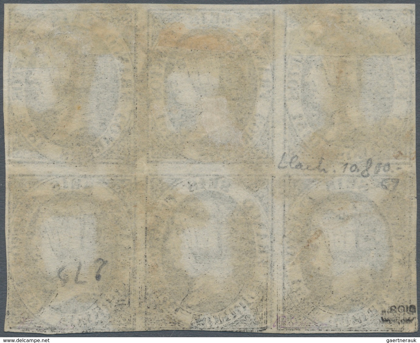 Spanien: 1851, 6cs. Black, Block Of Six, Fresh Colour, Slightly Touched At Lower Right Otherwise Clo - Other & Unclassified