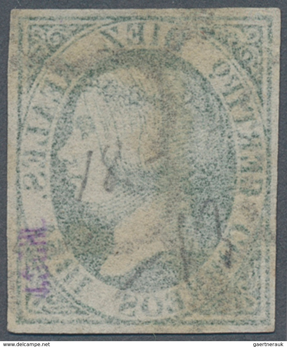 Spanien: 1851, Isabella II With Diadem 10 Reales Green With Black Cancel, Fresh Colour And Wide Marg - Andere & Zonder Classificatie