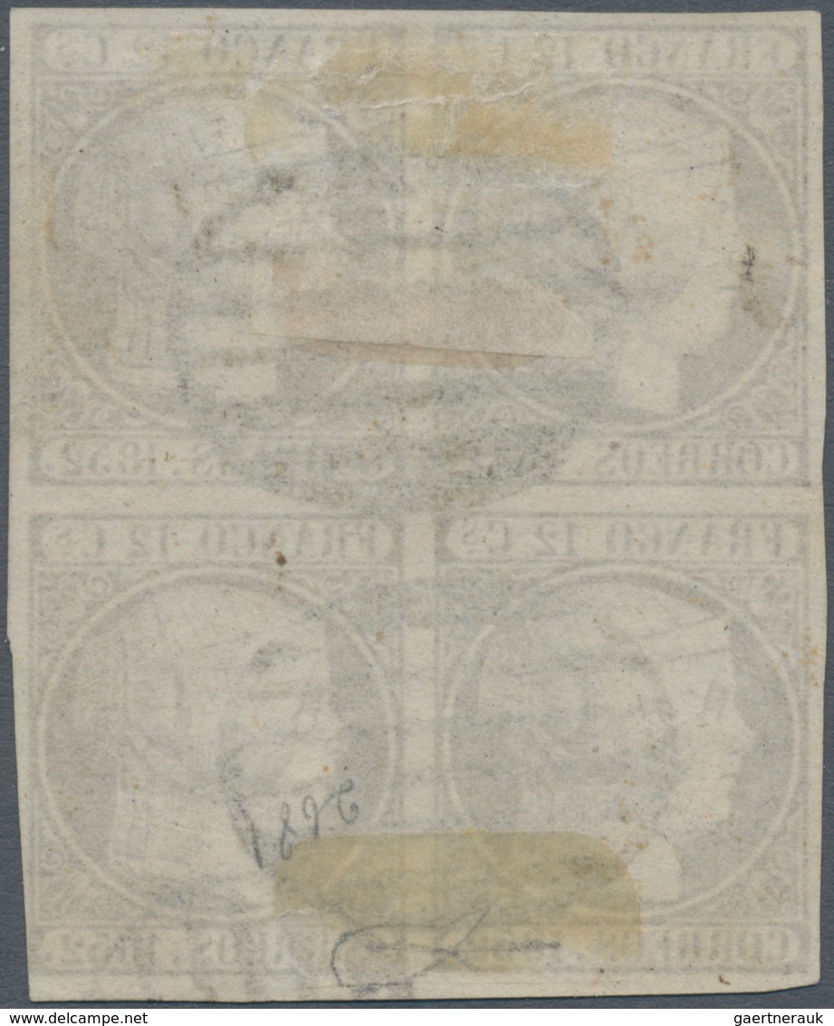 Spanien: 1852, 12cs. Lilac, Block Of Four, Fresh Colour, Some Unobstrusive Imperfections/repaired, N - Andere & Zonder Classificatie