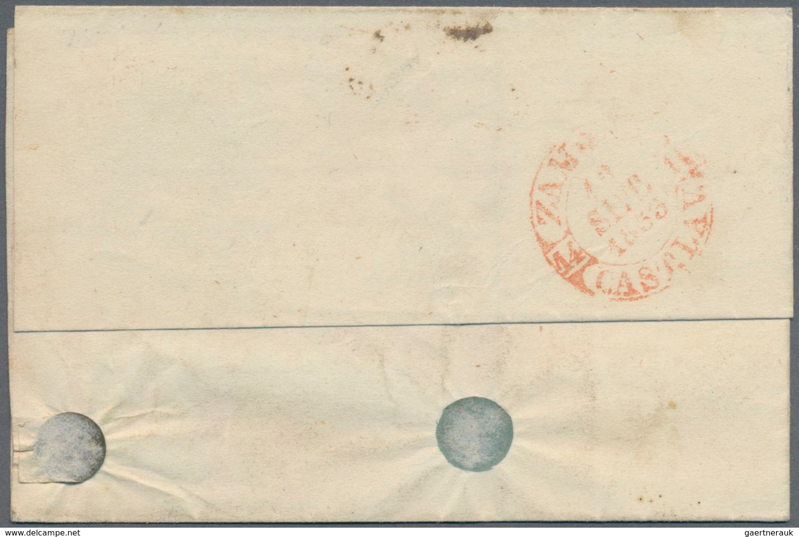 Spanien: 1853, 6cs. Red And Straight Line "FRANCO." On Lettersheet From "CASTROPOL 14SET 1853" To Za - Other & Unclassified