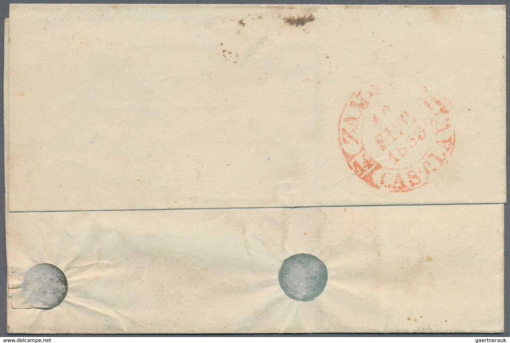 Spanien: 1853, 6cs. Red And Straight Line "FRANCO." On Lettersheet From "CASTROPOL 14SET 1853" To Za - Andere & Zonder Classificatie