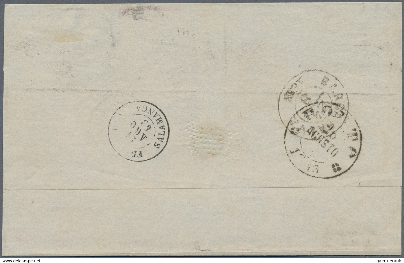 Spanien: 1862 2cu. Blue And 4cu. Chestnut Used On Folded Cover From Alicante To Oporto, Portugal In - Andere & Zonder Classificatie