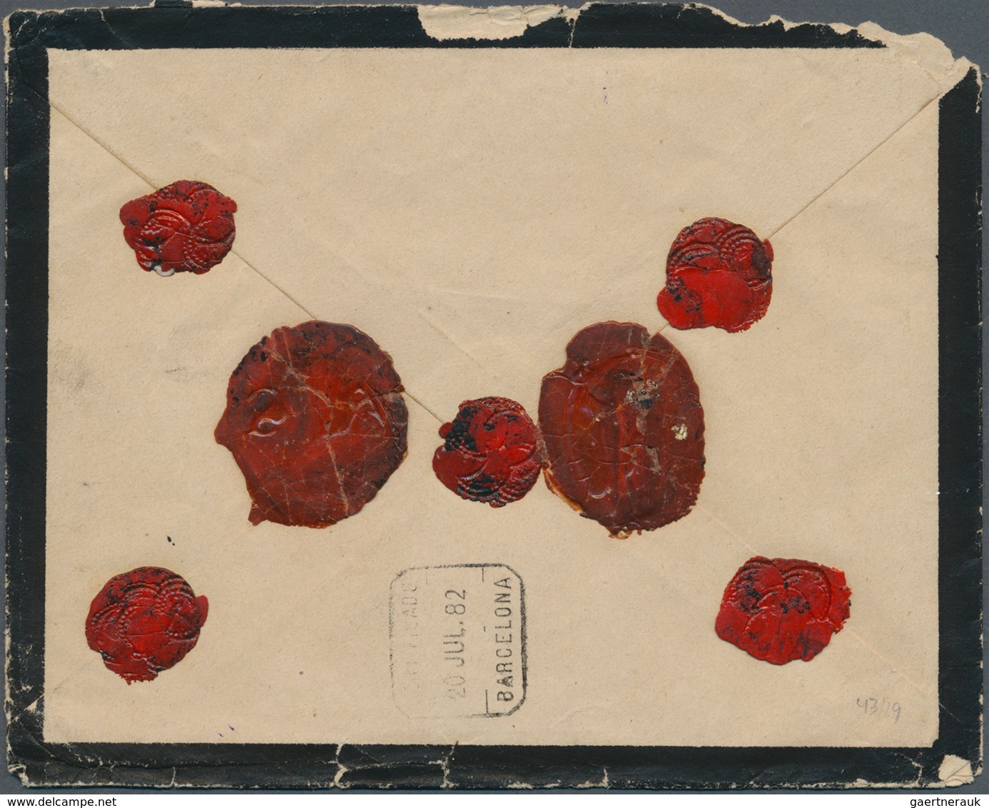 Spanien: 1882, 1 Pts. Rose And 75 Cts Violet Tied "ALICANTE" To Registered Mourning Envelope To Alba - Other & Unclassified