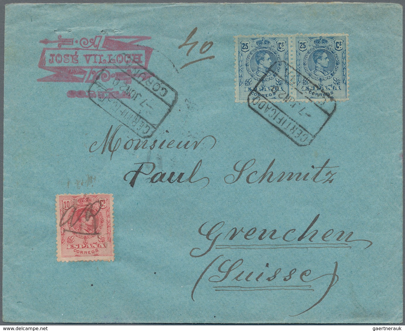 Spanien: 1920-32, 15 Cs. Violet Uprated Used Postal Stationery Card 1932 To Germany And Avec Reponse - Andere & Zonder Classificatie