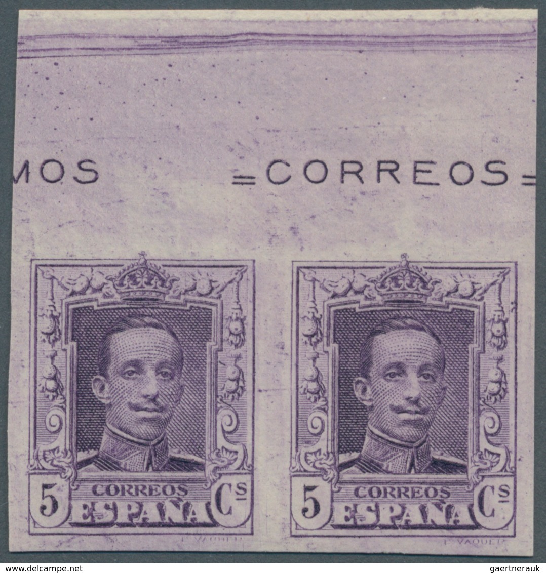 Spanien: 1922/1930, Definitives Alfons XIII, 5c. Lilac Without Control Number, Top Marginal Imperfor - Andere & Zonder Classificatie