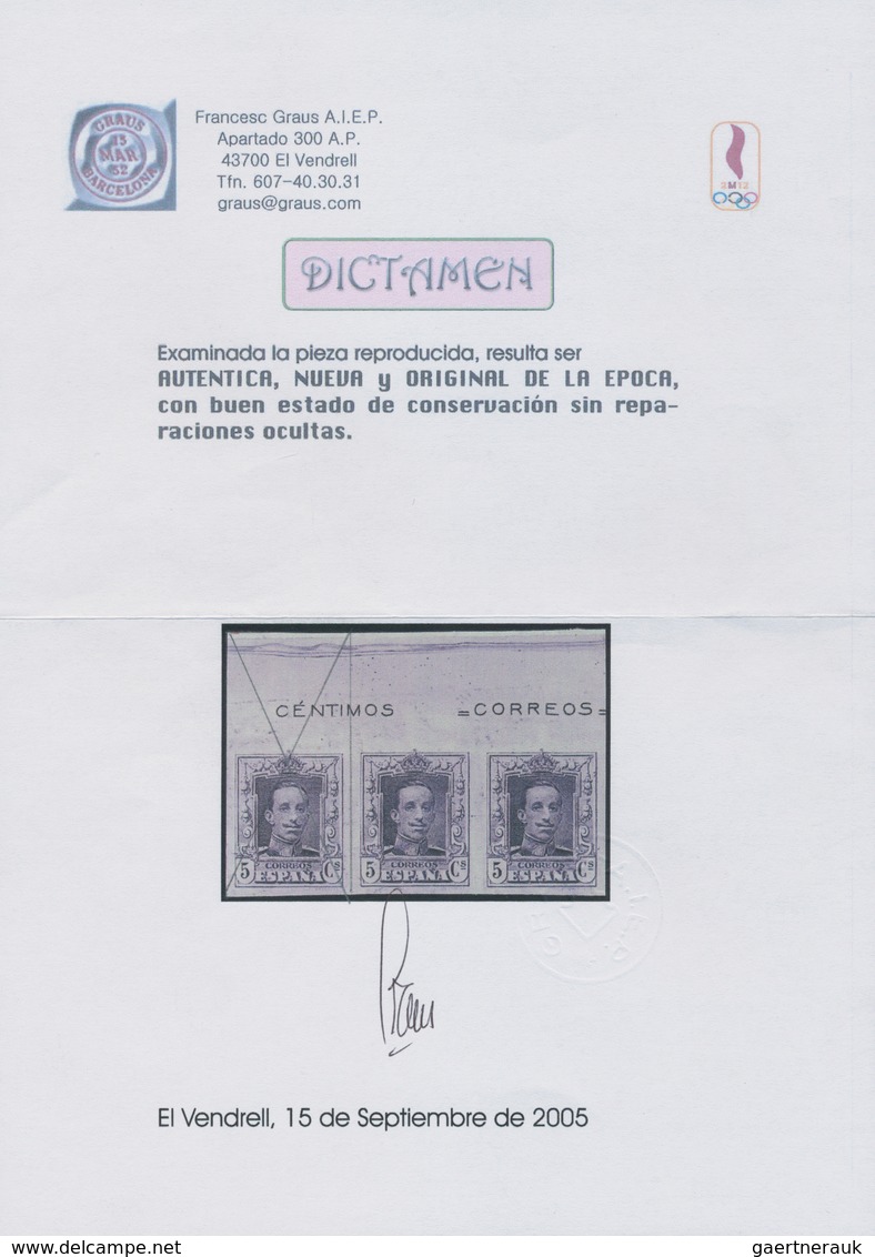 Spanien: 1922/1930, Definitives Alfons XIII, 5c. Lilac Without Control Number, Top Marginal Imperfor - Other & Unclassified