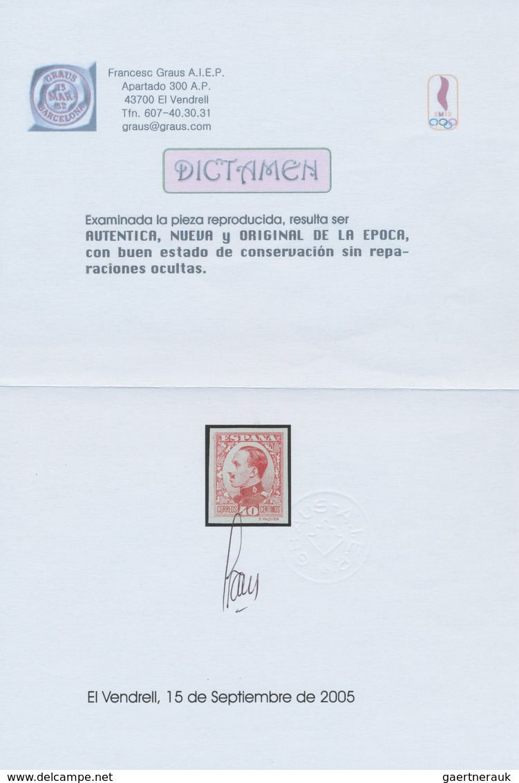 Spanien: 1930, King Alfonso XIII. Definitive 40c. Imperforate COLOUR PROOF In Carmine-red, Mint Neve - Other & Unclassified