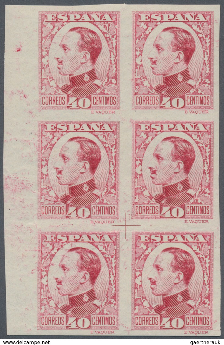 Spanien: 1930, Definitives Alfonso XIII, 40c. Red, Colour Variety, Imperforate Left Marginal Block O - Andere & Zonder Classificatie