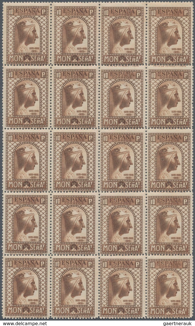 Spanien: 1931, Montserrat Monastry, 10pts. Brown, Perf. 11¼, Block Of 20, Mint Never Hinged. Edifil - Other & Unclassified