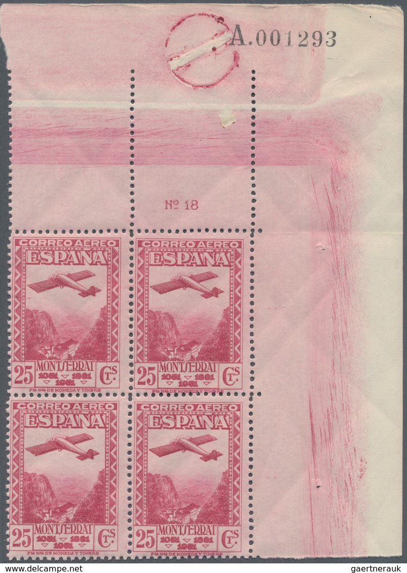 Spanien: 1931, 900 Years Montserrat Monastery Airmail Stamps Perf. 11¼ Complete Set Of Five In Block - Andere & Zonder Classificatie