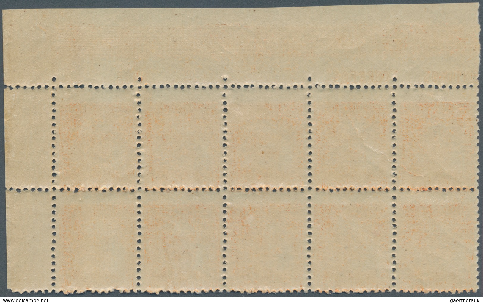 Spanien: 1938, Fermin Salvochea y Alvarez 60c. orange four blocks of ten from upper right corners wi