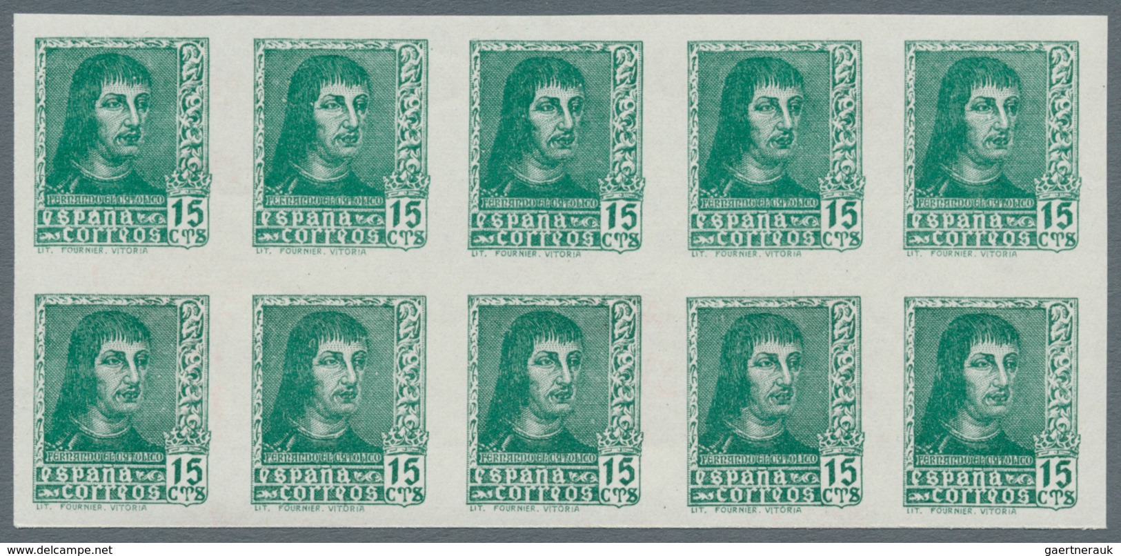 Spanien: 1938, Ferdinand II. Complete Set Of Six (incl. Diff. Imprints Of 15c. And 30c.) In IMPERFOR - Other & Unclassified