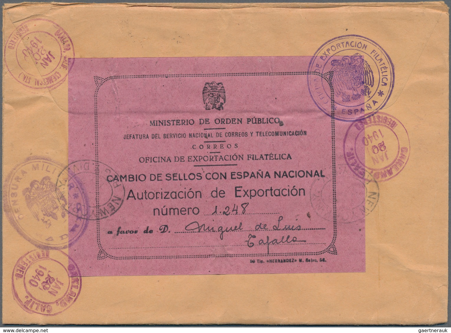 Spanien: 1939 Registered Cover From Madrid To Oakland With Very Good Franking From I.a. 10 Cts. Brow - Andere & Zonder Classificatie