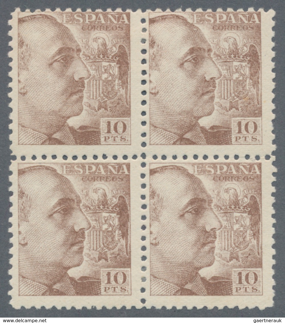 Spanien: 1940, General Franco Definitive 10 PTS. Brown Block Of Four, All Stamps Mint Hinged, Mi. € - Andere & Zonder Classificatie