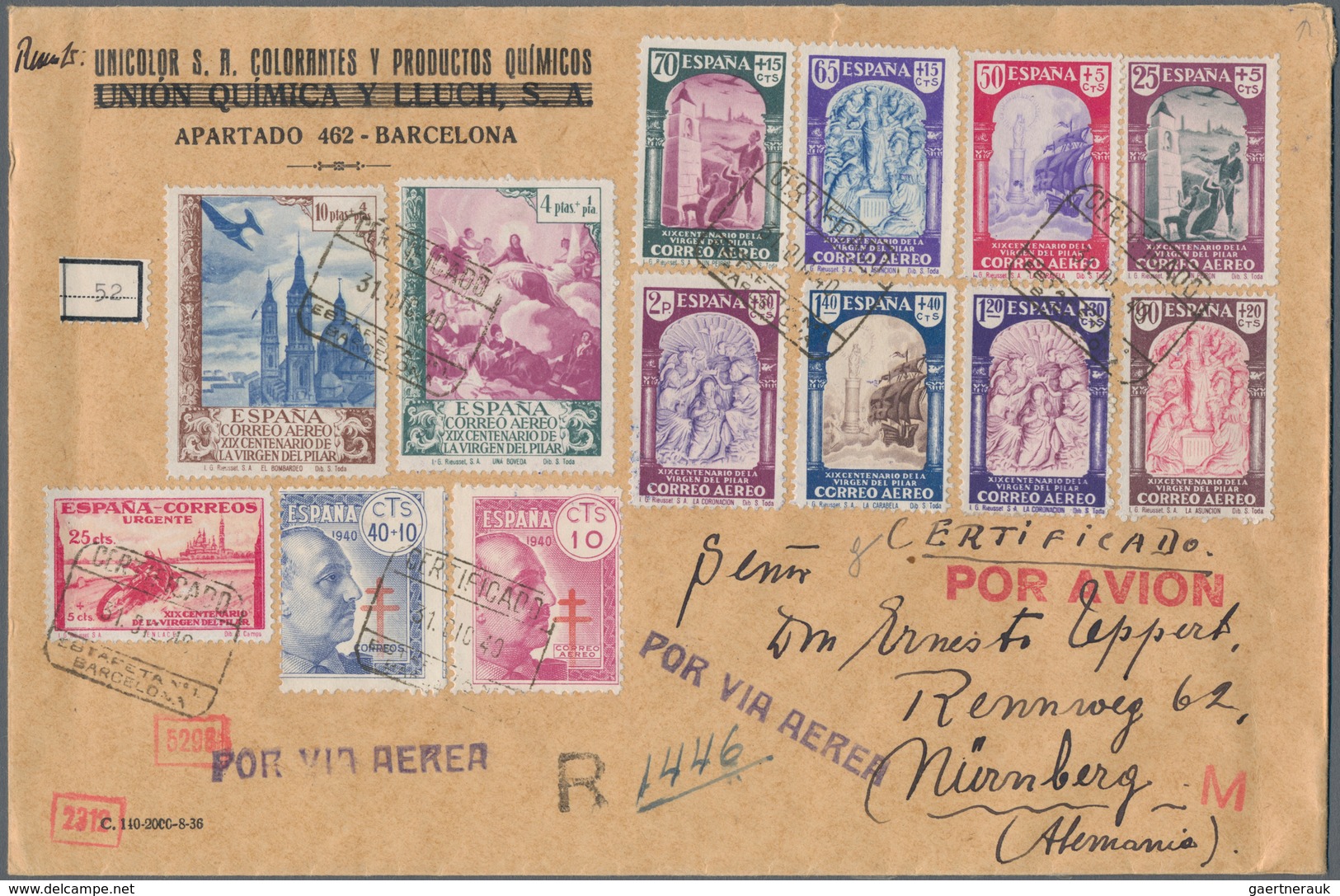 Spanien: 1940 "The Virgin Of Pilar" Two Complete Issues/sets (15+10 Values) Used, Along With Postal - Andere & Zonder Classificatie