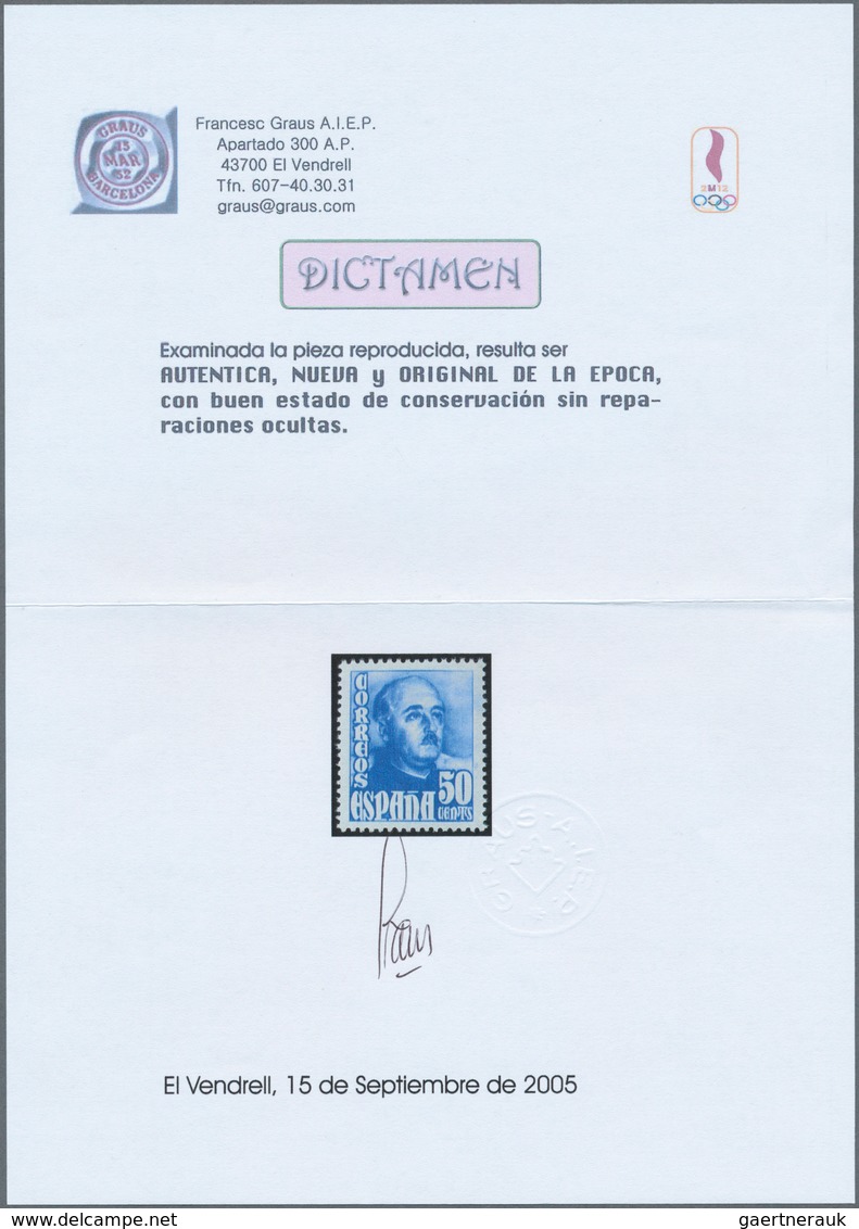 Spanien: 1948, Definitives "General Franco", 50c. Bright Blue And 50c. Rose-carmine, Both Colour Var - Andere & Zonder Classificatie