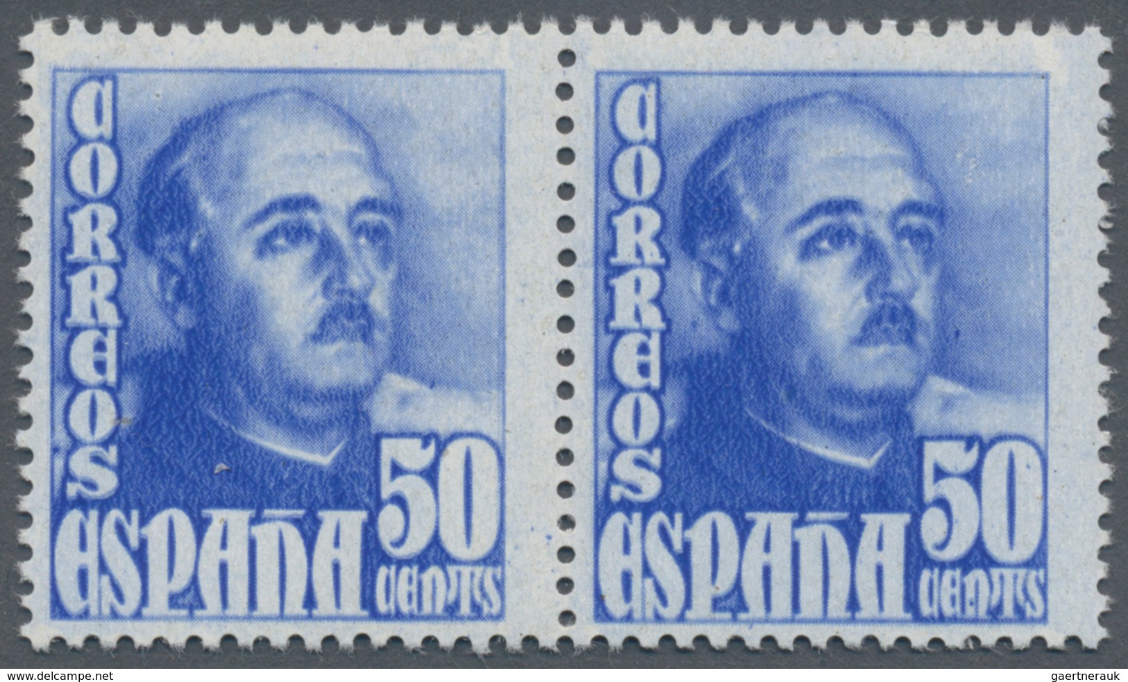 Spanien: 1948, Definitive Issue 'General Franco' 50c. In Unissued Colour ULTRAMARINE In A Horizontal - Andere & Zonder Classificatie