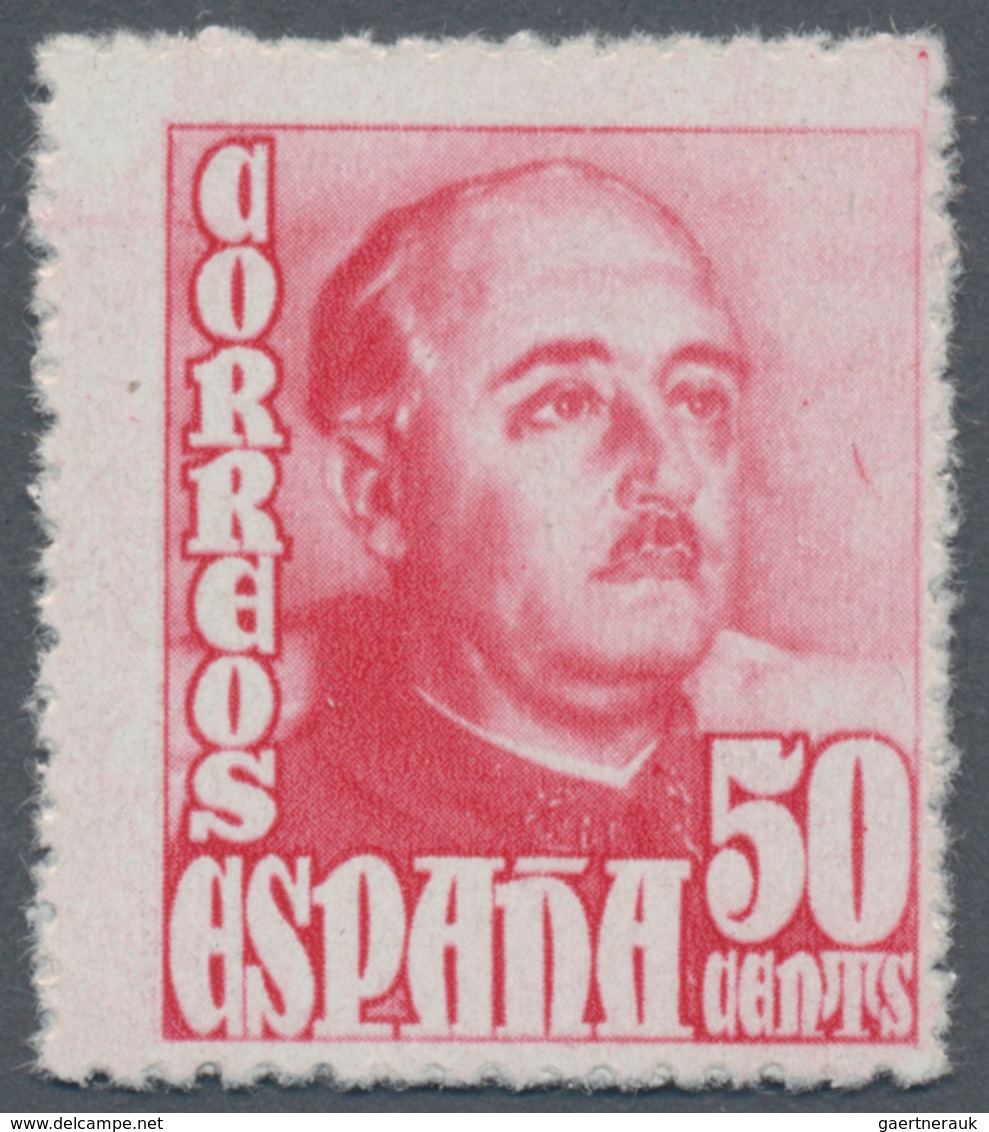 Spanien: 1948, Definitives "General Franco", 50c. Red, Colour Essay, Unmounted Mint. Certificate Gra - Andere & Zonder Classificatie