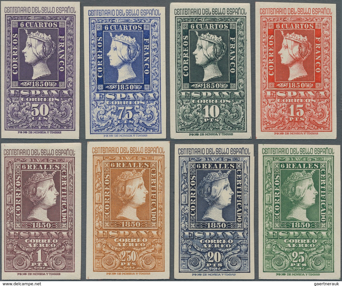Spanien: 1950, Centenary Of Spanish Stamps, Complete Set Of Eight Values, Mint Never Hinged. Edifil - Andere & Zonder Classificatie