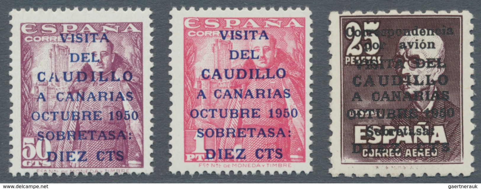 Spanien: 1950, General Franco's Visit Of The Canary Islands 50c. Dark Lilac, 1pta. Carmine-rose And - Andere & Zonder Classificatie