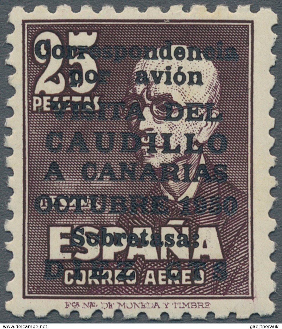 Spanien: 1951, Canary Island Visit, 25pts.+10c. Violet-black, 2nd Edition With Control Number "A001. - Andere & Zonder Classificatie