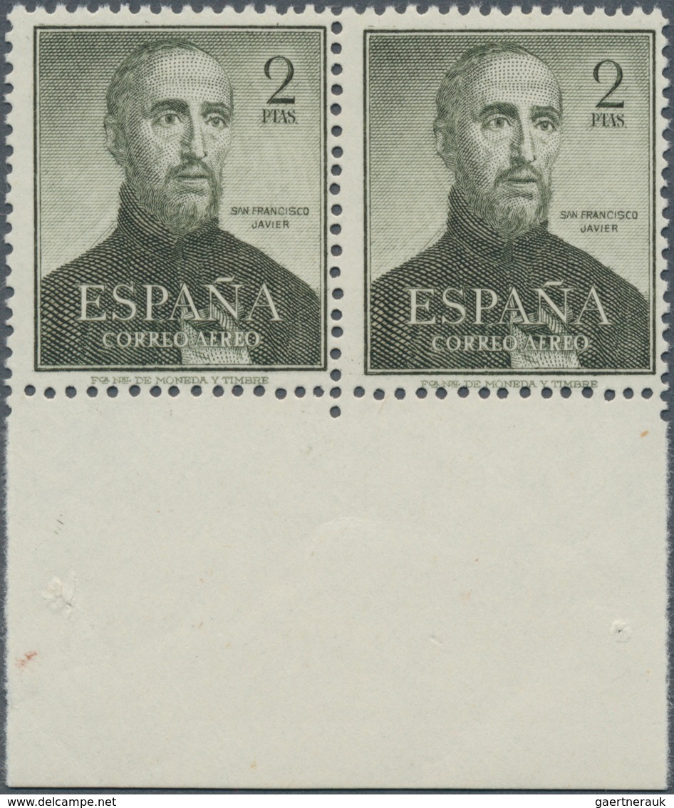 Spanien: 1952, 400th Death Anniversary Of San Francisco Javier, 2pts. Greyish Green, Colour Variety, - Andere & Zonder Classificatie