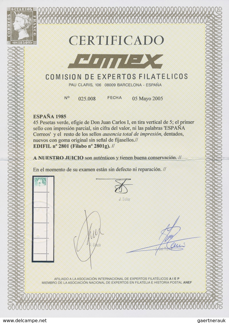 Spanien: 1985, Definitives "Juan Carlos", 45pta. Bright Emerald, Vertical Strip Of Five From The Low - Andere & Zonder Classificatie