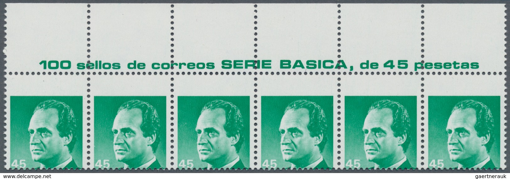 Spanien: 1985, King Juan Carlos I. 45pta. Emerald-green With HEAVY SHIFTED Horizontal Perforation In - Andere & Zonder Classificatie