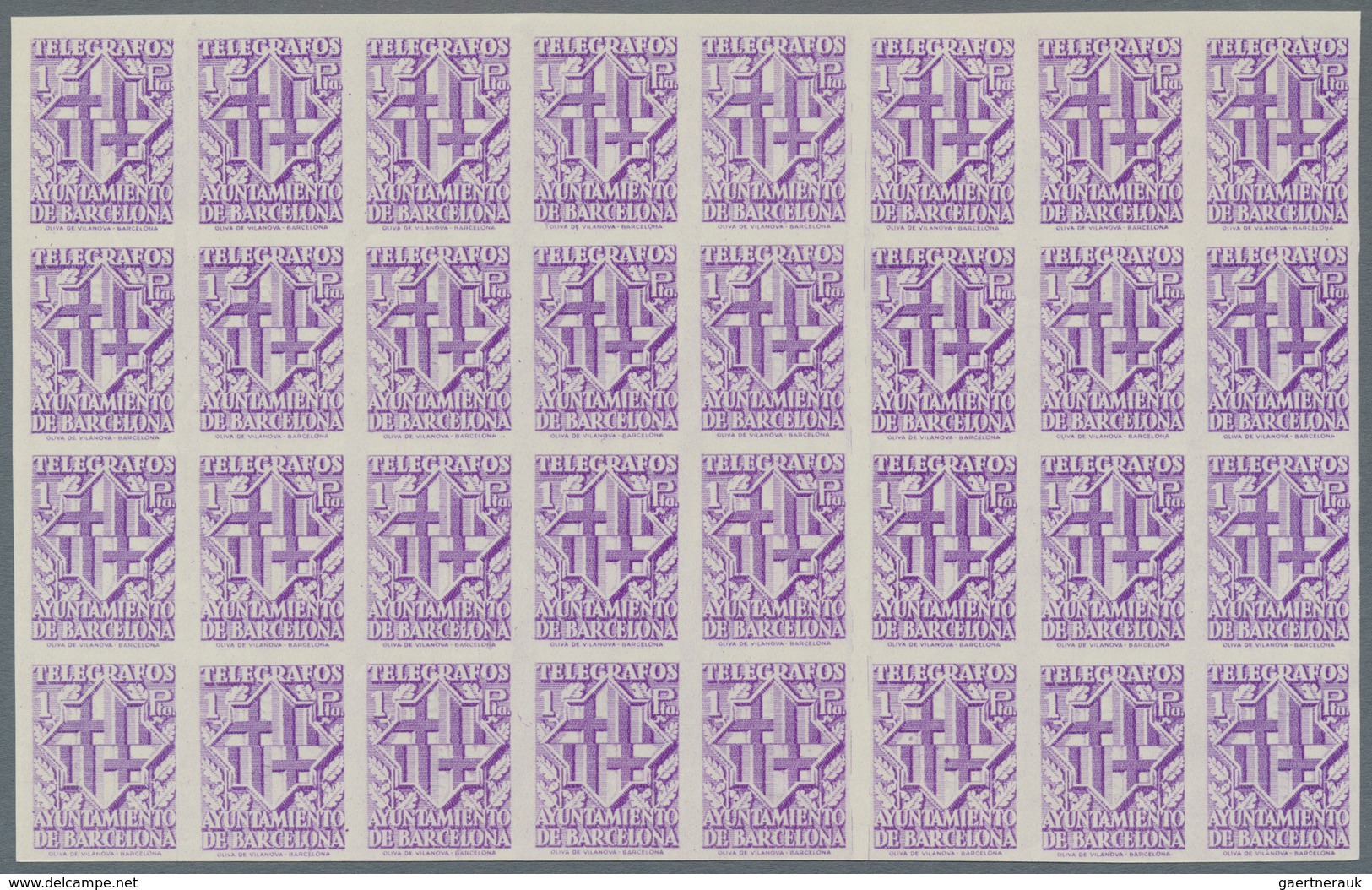 Spanien - Zwangszuschlagsmarken Für Barcelona: TELEGRAPH STAMPS: 1941, 'Telegrafos Ayuntamiento De B - War Tax