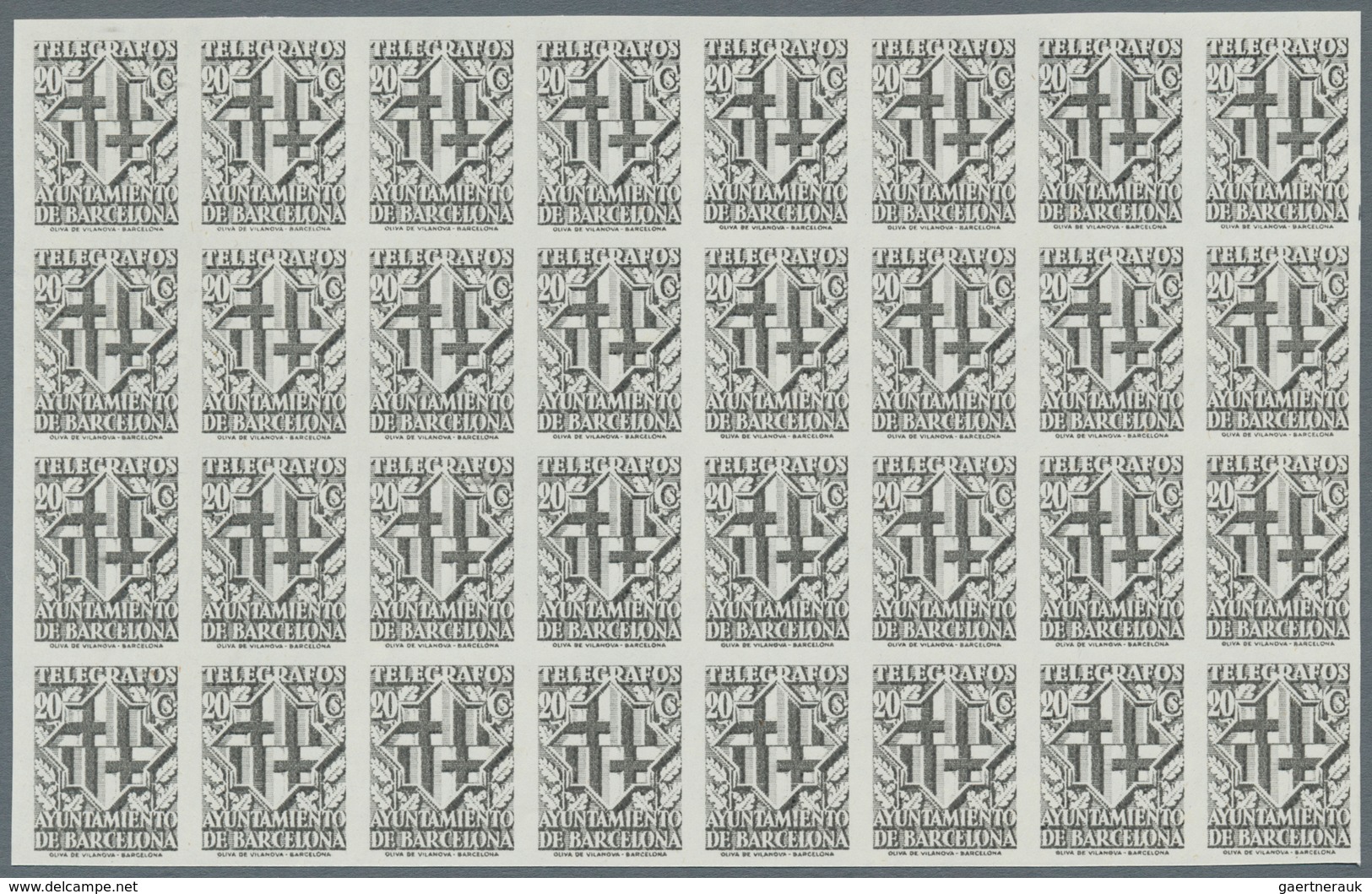 Spanien - Zwangszuschlagsmarken Für Barcelona: TELEGRAPH STAMPS: 1941, 'Telegrafos Ayuntamiento De B - Oorlogstaks